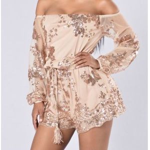 Sequin off the shoulder romper